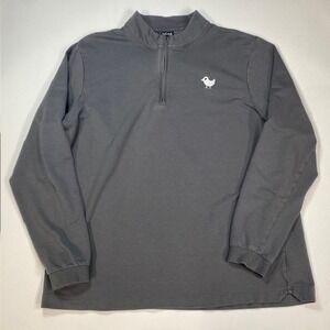 Bad Birdie Men XL Charcoal Gray Quarter Zip Pullover Golf Shirt Long Sleeve Logo